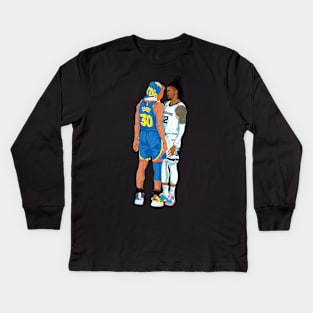 Ja morant x Steph curry - black Kids Long Sleeve T-Shirt